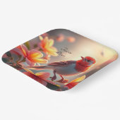 オレンジの鳥の花柄ペーパープレート ペーパープレート (傾斜あり)