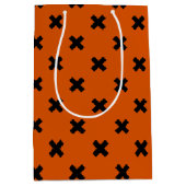 オレンジの黒い十字縫い ミディアムペーパーバッグ (正面)