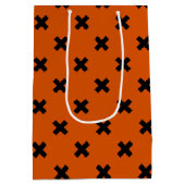 オレンジの黒い十字縫い ミディアムペーパーバッグ (裏面)