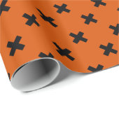 オレンジの黒い十字縫い ラッピングペーパー (ロールコーナー)