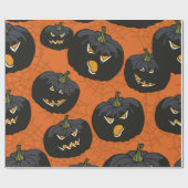 オレンジの黒ハロウィーンカボチャ ラッピングペーパー (フラット)