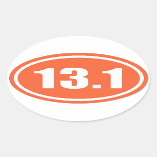 オレンジの13.1のステッカー の半分のマラソン 楕円形シール