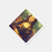 オレンジの リボンを付けた モナ・リザ スタンダードカクテルナプキン (角)