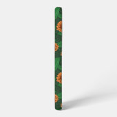 オレンジの《植物》百日草の花葉、濃い緑の緑の SAMSUNG GALAXYケース (左側面)