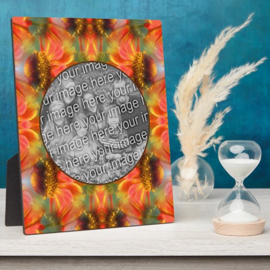 オレンジの《植物》百日草フラワーオリジナルの写真を作成 フォトプラーク (側面)