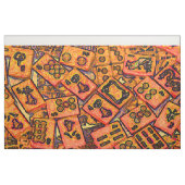 オレンジのMah Jonggのタイル ファブリック (ファットクウォーター)