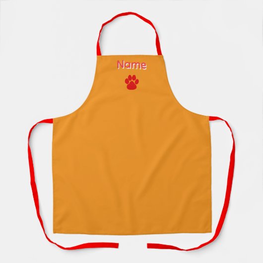 オレンジのRed Pawsロゴをカスタマイズ  エプロン (正面)