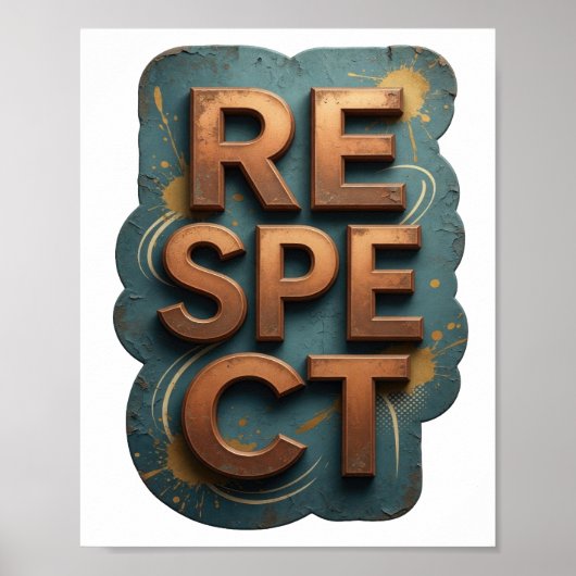 オレンジのRESPECTプリント ポスター (正面)