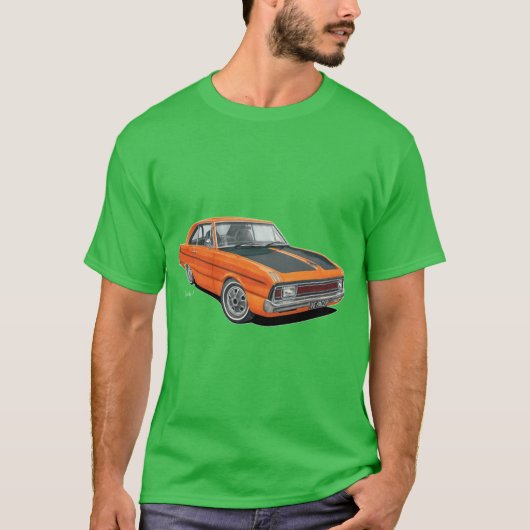 オレンジのValiant VG Pacer Coupeデザイン Tシャツ (正面)