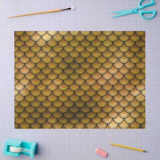 オレンジはかりで測と黄色の切り離し魚 薄葉紙 (クラフト)