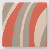 オレンジはっきりしたとグレーの抽象芸術 ストーンコースター (正面)