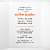 オレンジはっきりしたとモダン写真の卒業 三つ折り招待状 (内部中)