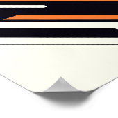 オレンジはっきりしたストライプ、黒、および白の対角線の ポスター (角)