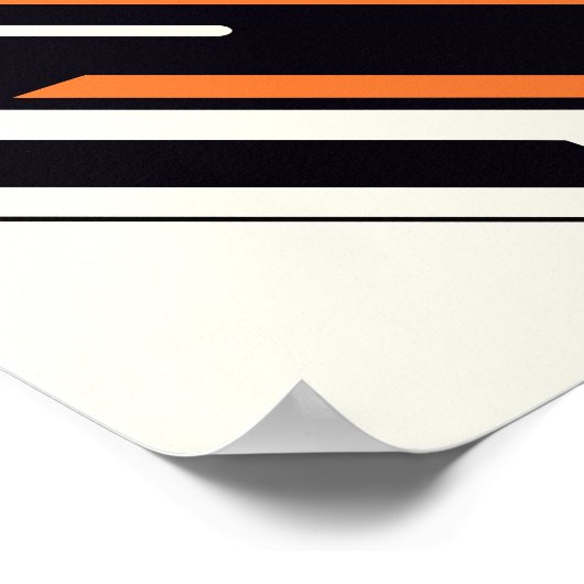 オレンジはっきりしたストライプ、黒、および白の対角線の ポスター (角)