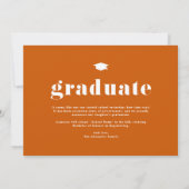 オレンジはっきりしたタイポグラフィ2025写真卒業 案内状 (裏面)