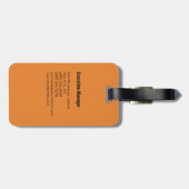 オレンジはっきりしたミニマルモダンプロフェッショナル ラゲッジタグ (裏面横)