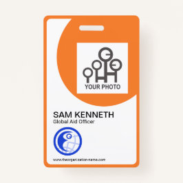 オレンジはっきりした曲率フレーム会社写真テンプレート バッジ