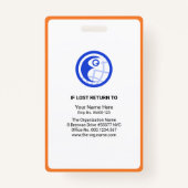 オレンジはっきりした曲率フレーム会社写真テンプレート バッジ (裏面)
