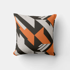 オレンジはっきりした色と黒の幾何学的デザイン クッション