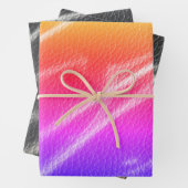 オレンジはっきりした色のモダン線が縞模様 ラッピングペーパーシート (インサイチュ)