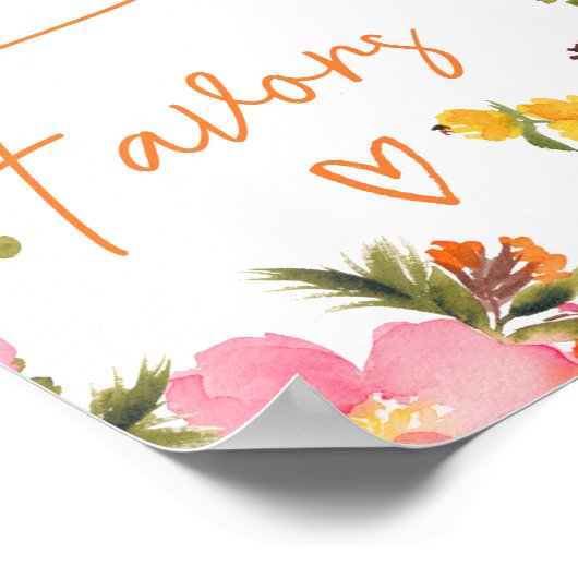 オレンジはっきりした色の花の台本はブライダルシャワーを好む ポスター (角)