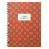オレンジはっきりした色の茶色のチェッカーボードパターンノートブック ノートブック (正面)