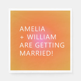 オレンジはっきりした色ピンク色グラデユニークィティ結婚ング スタンダードランチョンナプキン