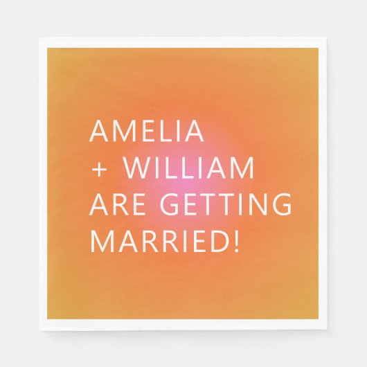 オレンジはっきりした色ピンク色グラデユニークィティ結婚ング スタンダードランチョンナプキン (正面)