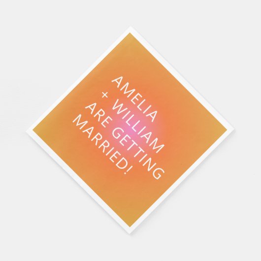 オレンジはっきりした色ピンク色グラデユニークィティ結婚ング スタンダードランチョンナプキン (角)