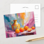 オレンジはまだモダン印象派の芸術 ポストカード<br><div class="desc">印象派のモダンスタイルに絵を描ある美しいアートは、淡いピンク、青、オレンジの色合いで質感のあるブラシストロークでオレンジの静物画を見せる。柔らかい色は落ち着いた落ち着いた雰囲気を作り出し、テクスチャストロークはコンポジションに深さと寸法を追加する。このエレガント作品は新鮮な方法でオレンジのエッセンスコンテンポラリーを捉え、あらゆるアートコレクションに完璧な追加を与える。</div>