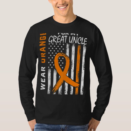 オレンジは叔父素晴らし白血病認識度旗 Tシャツ (正面)