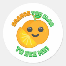 オレンジは私に会えて嬉しい？かわいいオレンジ色の漫画 ラウンドシール