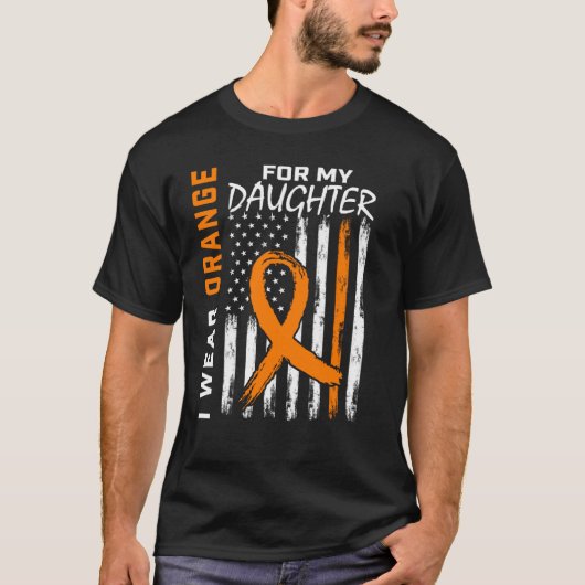 オレンジは私の娘の白血病の認識度フラグ母 Tシャツ (正面)