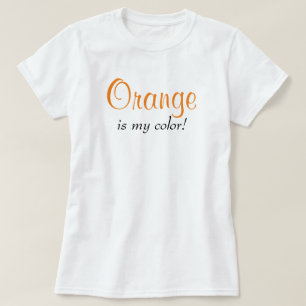 オレンジは私の色だよ かわいいタイポグラフィ ガーリーなフレーズ Tシャツ