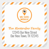 オレンジは移動しストライプのた スクエアシール (正面)