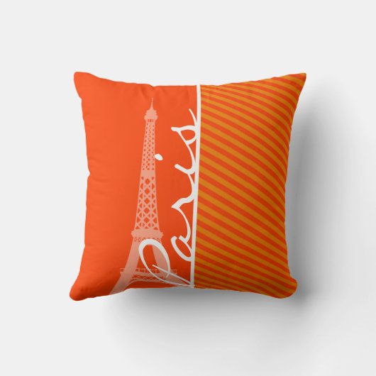 オレンジは縞で飾ります; パリ クッション (裏面)