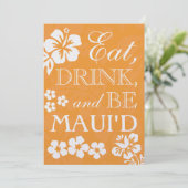オレンジは飲み物をですMaui'dのハワイの結婚式の招待食べます 招待状 (スタンド正面)