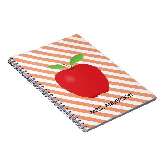 オレンジは、Appleの赤いパーソナライズな先生縞で飾ります ノートブック (右側)