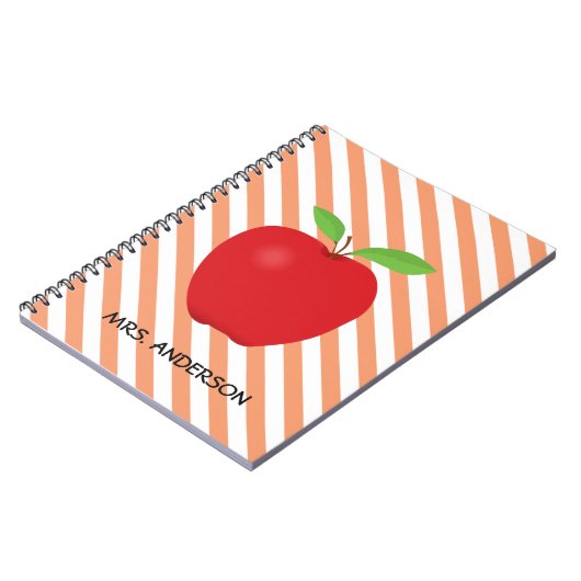 オレンジは、Appleの赤いパーソナライズな先生縞で飾ります ノートブック (左側)