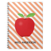 オレンジは、Appleの赤いパーソナライズな先生縞で飾ります ノートブック (正面)
