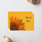 オレンジひまわりオンイエローフラットありがとうご注意 ノートカード (正面/裏面インサイチュ)