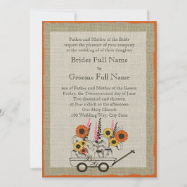 オレンジひまわりカントリーワゴン結婚ズ 招待状