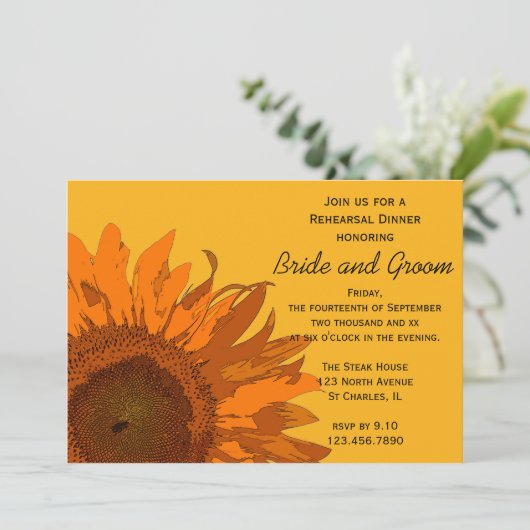 オレンジひまわり結婚のリハーサルディナー 招待状 (スタンド正面)