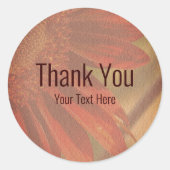 オレンジひまわり花ありがとうパーソナライズされた ラウンドシール (正面)