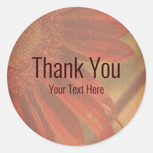 オレンジひまわり花ありがとうパーソナライズされた ラウンドシール (正面)