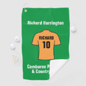 オレンジまたは金ゴールドと黒 ゴルフタオル (インサイチュ)