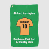 オレンジまたは金ゴールドと黒 ゴルフタオル (正面)