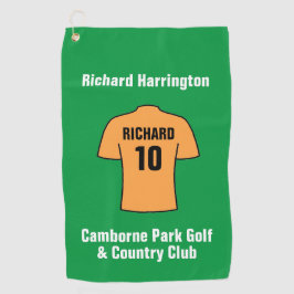 オレンジまたは金ゴールドと黒 ゴルフタオル