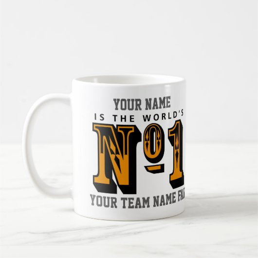 オレンジまたは金ゴールドシャツナンバーワンサッカーファン コーヒーマグカップ (左)