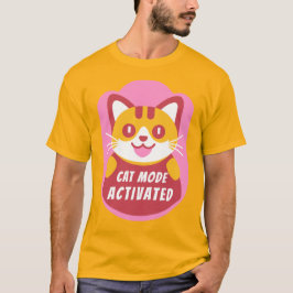 オレンジまたは黄色の縞模様の子猫＋カスタムテキスト Tシャツ